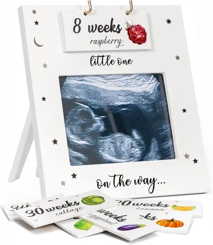 Marco de fotos de ultrasonido – Baby Bump Weekly Fruit and Veggie Pregnancy Tracker, marco de fotos de sonograma, esperando que los padres sean un