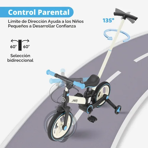 Miniatura 3 de JMMD Bicicleta 6 en 1 para niños de 18 a 60 meses, bicicleta de equilibrio plegable de 12 pulgadas con ruedas de entrenamiento, pedales, frenos, Azul