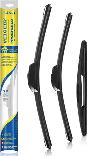 Miniatura 30 de Paquete de 3 plumas limpiaparabrisas delanteros y traseros para automóviles, calidad original de fábrica, 15 pulgadas, 15 pulgadas, 13 pulgadas