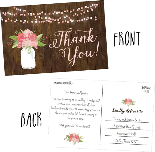 Miniatura 2 de Hadley Designs - Moderna y bonita flor mate en blanco para tarjetas de agradecimiento para bodas, damas de honor, novia o baby shower, profesores