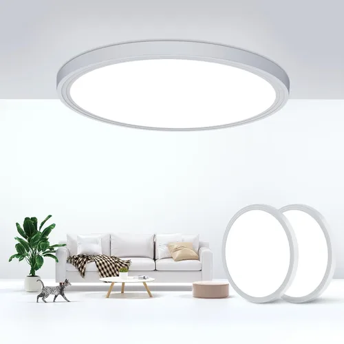 Lámparas de techo empotradas, luz led plana de 24 W para techo, lámpara redonda ultra delgada de 6000 K y 2200 lm, color blanco, para dormitorio,