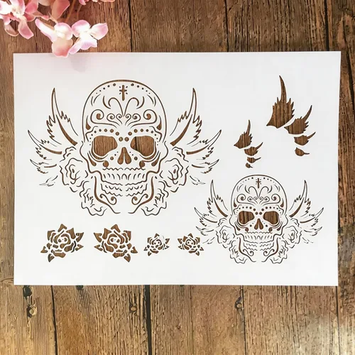 Miniatura 13 de TIAMECH Plantilla A4 reutilizable de líneas de símbolos pequeños para pintar, plantilla de capas de textura de cuadrícula, arte de pared