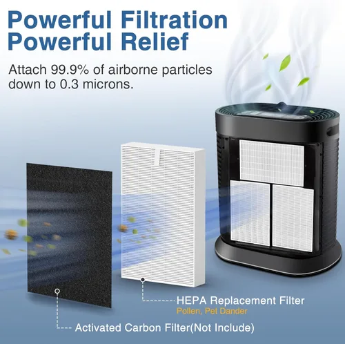Miniatura 2 de Filtro purificador de aire HEPA HPA300 R para purificador de aire Honeywell Serie HPA100/200/300 y 5000, paquete de 6 filtros HEPA compatibles con 6