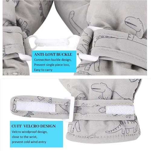 Miniatura 5 de Manoplas con forro polar para bebés, niños y niñas, guantes de invierno para niños pequeños, paquete de 2 pares