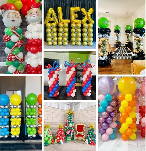 Miniatura 6 de TEKXYZ Juego de 4 soportes telescópicos para globos, soporte de columna de globos de metal ajustable de 1.5 a 7 pies para decoraciones de fiestas