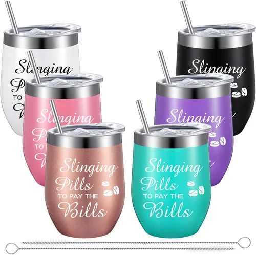 Yaomiao 6 piezas de regalos para técnicos, pastillas para pagar los billetes, taza de 12 onzas con tapa, regalo de agradecimiento para mujeres
