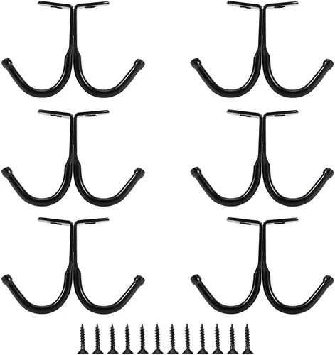 Picowe 6 ganchos de techo de doble punta, ganchos para debajo del estante, ganchos para toallas de baño, dormitorio, bata para colgar gorra de Negro