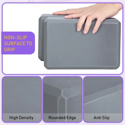 Miniatura 5 de Wettarn Paquete de 6 bloques de yoga de 9 x 6 x 4 pulgadas, espuma EVA, ligeros, antideslizantes, accesorios de yoga para pilates, estiramiento
