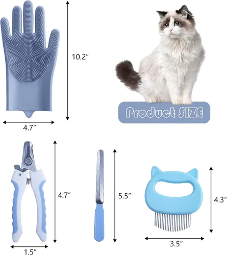 Miniatura 4 de KlerRoem Bolsa de baño para gatos, ajustable, antimordeduras y antiarañazos, bolsa de aseo para perros y mascotas, incluye cortaúñas para mascotas