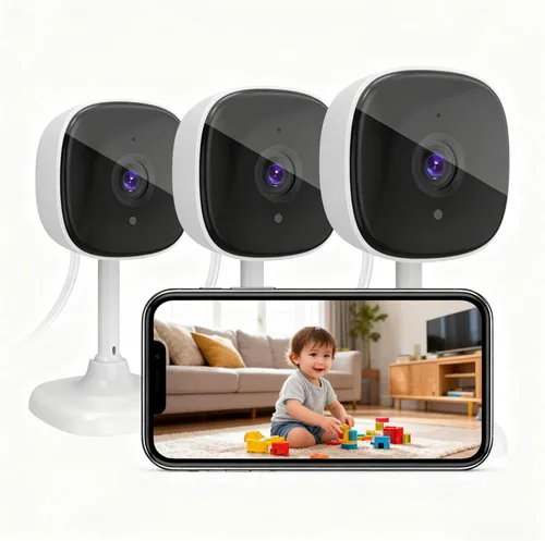 Miniatura 10 de AMOROM Paquete de 2 cámaras de seguridad con cable 1080P para interiores, cámaras interiores para el hogar, para perros, gatos, mascotas, niñeras