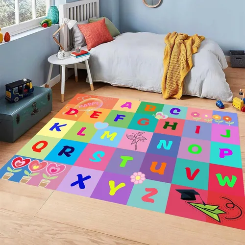 Miniatura 6 de ABC - Tapete de aprendizaje infantil de 2 x 3 pies, rectangular, antideslizante, lavable a máquina, para sala de estar, dormitorio, aula, cuarto