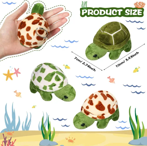 Miniatura 2 de Skylety 12 piezas de mini tortuga de juguete de peluche suave animal marino pequeño juguete de peluche tortuga lindo animal de peluche para adultos