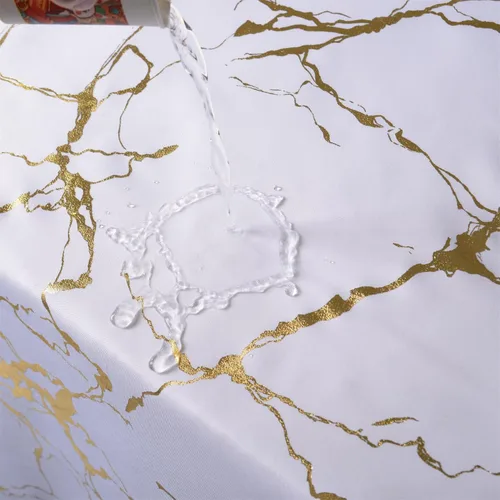 Miniatura 3 de Cortinas de ducha de mármol blanco y dorado para baño, cortina de ducha con destellos y ganchos, impresión única de oro en lámina, impermeable