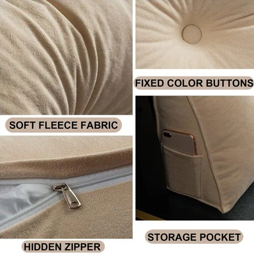 Miniatura 2 de Almohada triangular para cabecero, cojín triangular de color sólido, almohada de descanso en cama, almohada extraíble con soporte de cuña grande