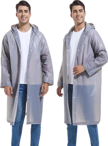 Miniatura 165 de 2 abrigos de lluvia de Borogo para adultos, chaquetas de lluvia reutilizables para hombres y mujeres