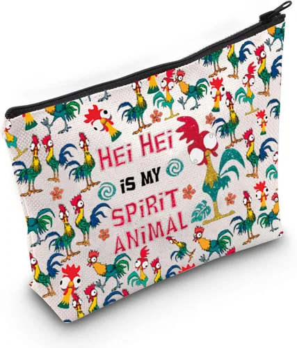 LEVLO Bolsa de maquillaje cosmética de pollo Hei para amantes del pollo, regalo Hei Is My Spirit Animal Maquillaje con cremallera, Hei Hei Completo,