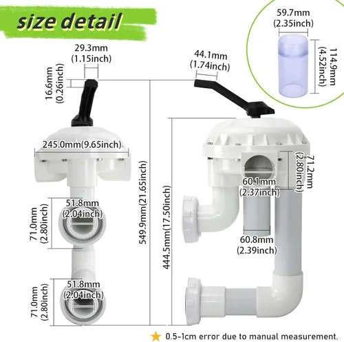 Miniatura 2 de 261050 Reemplazo de montaje lateral de válvula multipuerto HiFlow de 2 pulgadas con plomería compatible con filtros Pentair Quad y Triton Pool & Spa