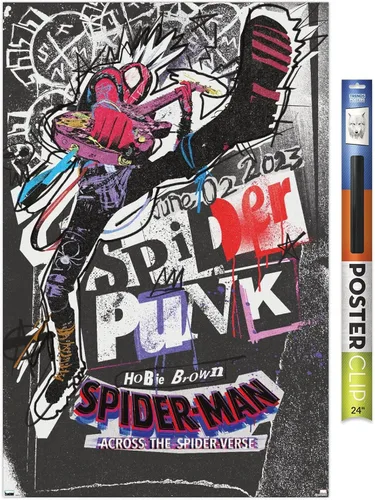 Marvel Spider-Man: Across The Spider-Verse - Póster de pared de una hoja de Spider-Punk, 34 pulgadas de largo x 22.4 pulgadas de ancho, paquete de