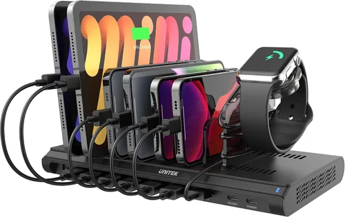 Miniatura 9 de Unitek Estación de carga rápida con carga rápida 3.0, estación de carga múltiple USB para múltiples dispositivos, iPhone, iPad, tableta, Kindle