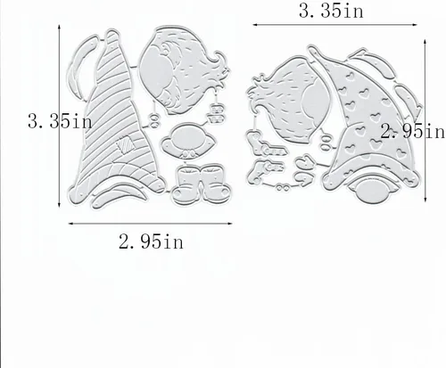 Miniatura 2 de Plantillas de plantillas de metal para decoración de tarjetas y álbumes de recortes, 2 unidades de gnomos de Navidad 2 enanos