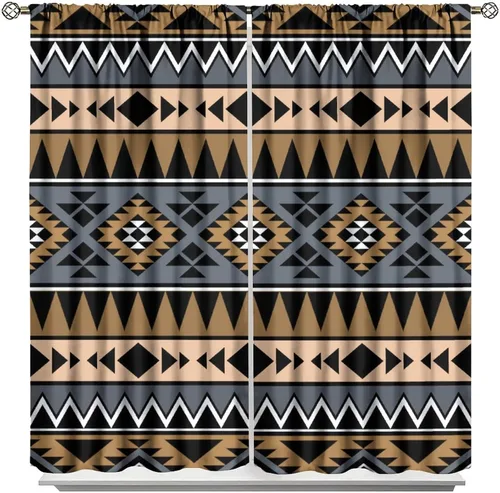 Miniatura 10 de Cortinas aztecas tribales, cortinas nativas, boho, cráneo, patrón tribal nativo, oscurecimiento de habitación, bolsillo para barra, tratamiento