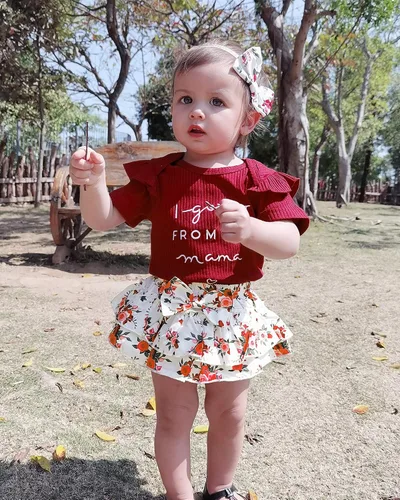 Miniatura 2 de Conjunto de ropa para bebé recién nacido conjunto de pantalones cortos florales de verano linda ropa de bebé niña