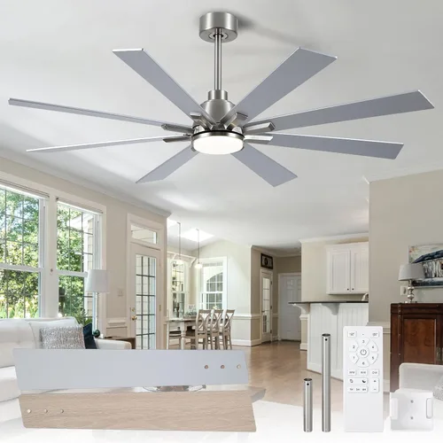 Miniatura 15 de Ventiladores de techo modernos con luces, ventilador de techo negro de 52 pulgadas para exteriores con luz y control remoto, motor CC reversible, 6