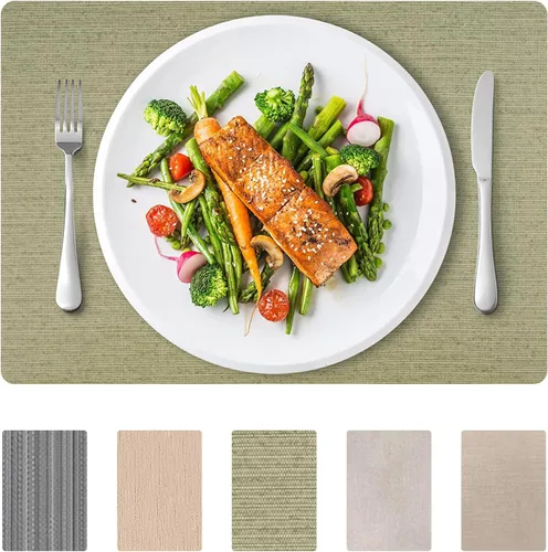 Miniatura 9 de Andie Home - Manteles individuales ovalados para mesa de cocina y comedor, juego de 6 piezas, resistentes al calor y lavables a la superficie, gris