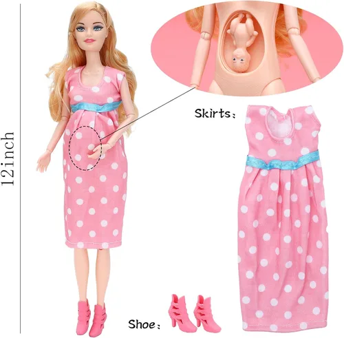 Miniatura 3 de ONEST 5 juegos de muñecas embarazadas de 11.5 pulgadas, incluyen 5 muñecas embarazadas, 5 piezas de ropa de muñeca hecha a mano, 5 pares de zapatos