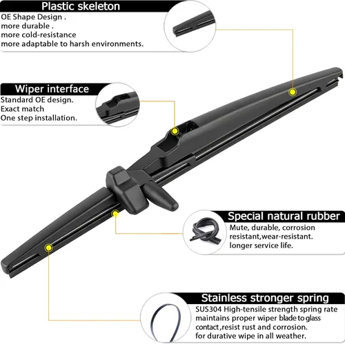 Miniatura 4 de AUTOBOO Reemplazo para Toyota 4Runner 2003-2009 Juego de Brazo y Escobilla de Limpiaparabrisas Trasero - Calidad OEM, Larga vida OE:8524135031