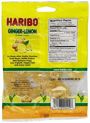 Miniatura 2 de Haribo Caramelos de goma, jengibre y limón, 4 onzas