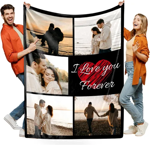 Miniatura 9 de Manta personalizada con foto, manta de collage personalizada con tu propia imagen, fabricada en Estados Unidos, regalo para ella, él, mujeres