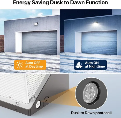 Miniatura 3 de Paquete de luz LED de pared de 120 W con fotocélula del atardecer al amanecer, 18,000 lm (150 LM/W) luz de inundación para montaje en pared al aire