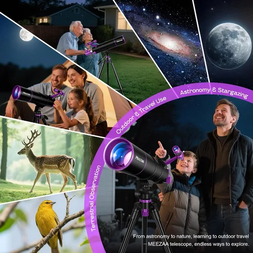 Miniatura 7 de MEEZAA Telescopio, Telescopio para Adultos de Alta Potencia, Apertura de 90mm 550mm Telescopios Refractores Profesionales Portátiles para Niños