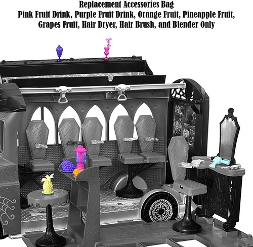 Miniatura 5 de Piezas de repuesto para Monster High Deluxe Bus Playset - FCV63 ~ Bolsa de accesorios de repuesto ~ Bebidas de frutas, secador de pelo, licuadora