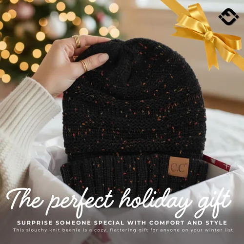 Miniatura 304 de Funky Junque Gorro de moda de punto trenzado de talla extragrande, grueso, abrigado, suave y holgado