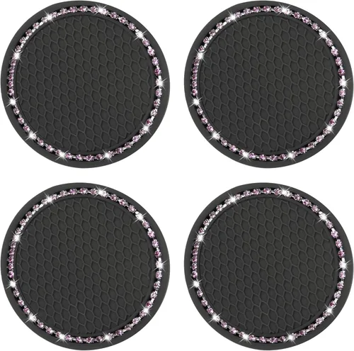 Miniatura 9 de BFXM 2 PCS Posavasos Brillantes para Portavasos de Auto, 2.75 pulgadas Diamante Universal Antideslizante de Silicona Posavasos para Portavasos