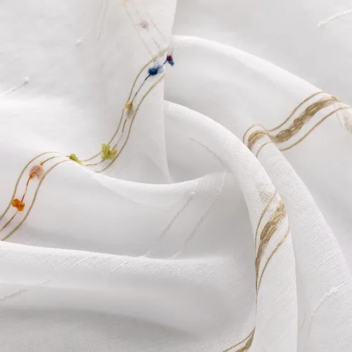 Miniatura 5 de Pureaqu - Cortinas europeas bordadas con diseño floral para sala de estar, con bolsillos, cortina de gasa de lujo, cortina de tul transparente