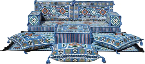 Miniatura 9 de arabicsofa Oriental - Sofá modular grande Majlis para el suelo, asiento árabe con almohadas de respaldo, juego de sofá bajo seccional esquinero