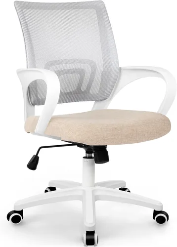 Miniatura 11 de ETONEX Silla de oficina con cojín ergonómico de respaldo medio, soporte lumbar, ajustable, giratoria, silla de escritorio para videojuegos, cómoda