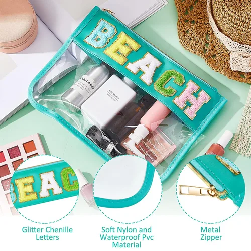 Miniatura 4 de Patelai 3 bolsas de felpilla con cremallera para viajes, bolsas transparentes para aperitivos, bolsa impermeable para cosméticos, bolsa de nailon