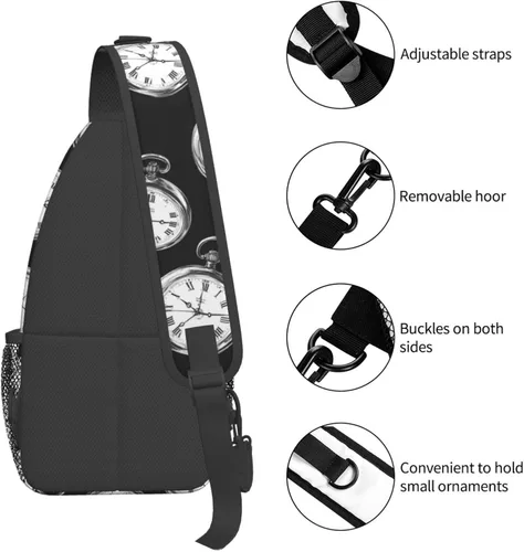 Miniatura 3 de Small Crossbody Bags for Women Men - Vintage Pocket Watch Print Adjustable Shoulder Bag Fanny Packs Belt Sling Bag Crossbody Purses Backpack for