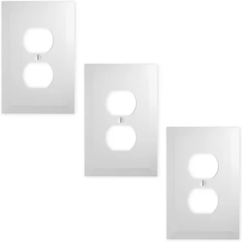 Questech Cubiertas de tomacorrientes, placas de pared dúplex individuales, placas de interruptor de 1 banda, tamaño estándar, cubiertas de toma de