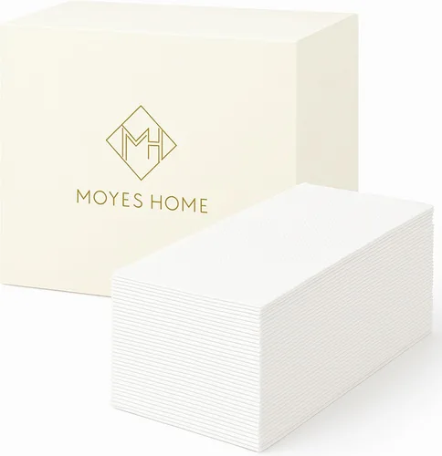Miniatura 2 de 50 toallas de mano desechables para baño, toallas de papel para invitados, servilletas blancas para cena, servilletas de lino para invitados, Blanco