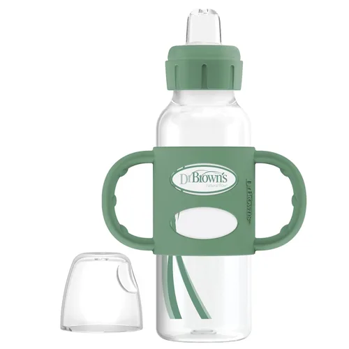 Miniatura 17 de Dr. Brown's Milestones - Botella de boquilla estrecha con 100% silicona, asas de fácil agarre y boquilla suave para sorber, 8 onzas, rosa claro