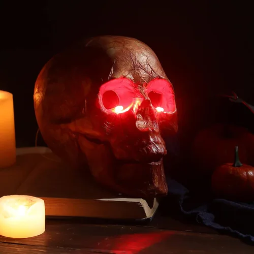 Miniatura 6 de 4 piezas de ojos con luz LED brillante de Halloween para máscara de cosplay, ojos láser con caja de batería, batería no incluida (luz roja)