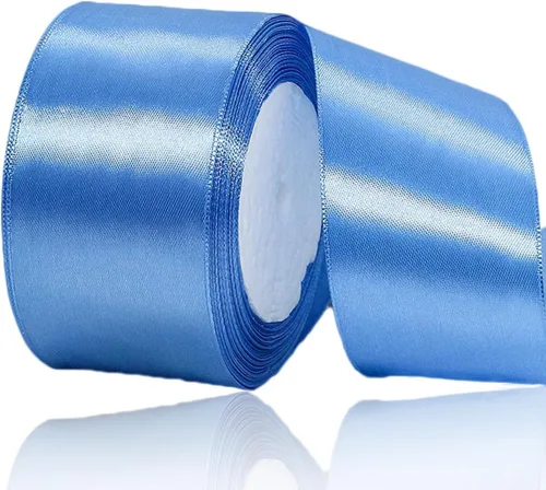 Miniatura 120 de Cinta azul de 1-1/2 pulgadas x 25 yardas, cinta de seda de satén azul real para envolver regalos, fabricación de lazos para el cabello, ramos
