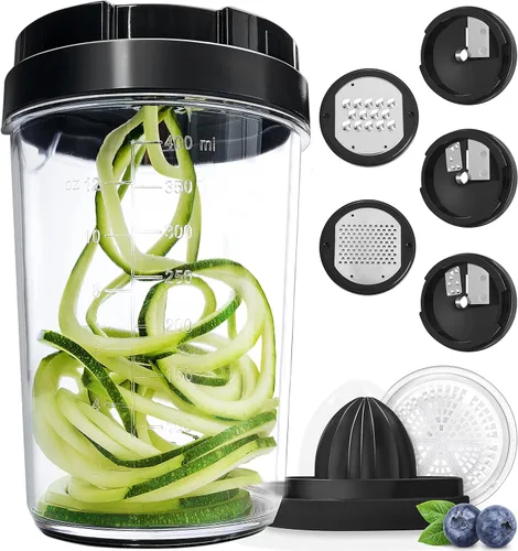 Fullstar - Cortador de verduras con espiralizador de verduras 8 en 1 para calabacín y espaguetis de calabacín, espiralizador de vegetales de mano y