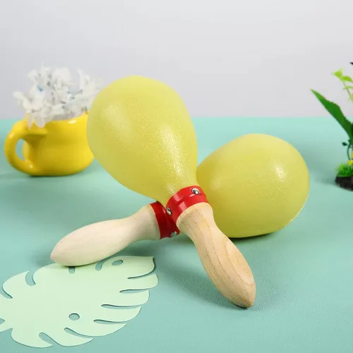 Miniatura 5 de Maracas, tamaño grande de 10 pulgadas, sonajero agitador de rumba, instrumento musical de percusión manual para adultos y niños, amarillo, juego de 2