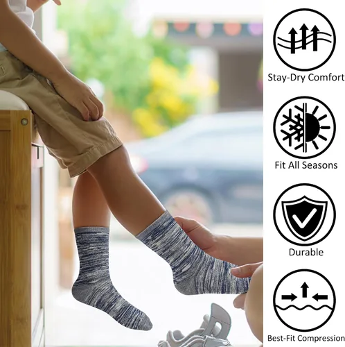 Miniatura 14 de Calcetines para niños, 12 pares de calcetines deportivos para niños pequeños y niñas (1 a 14 años), juego de calcetines atléticos de media